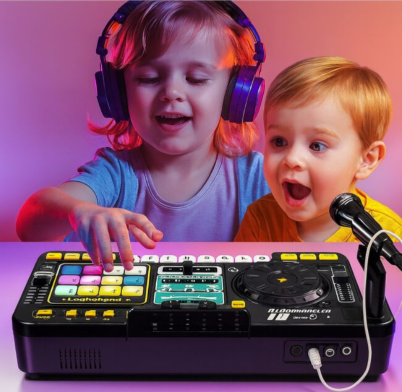Dzieci bawiące się mikserem DJ BeatJoyKids